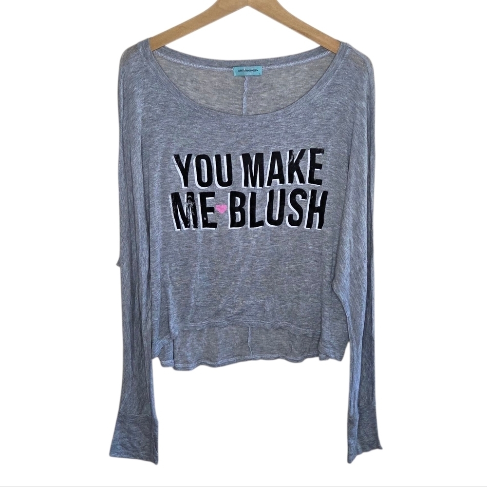 Workshop You Make Me Blush Thin Lightweight Long Sleeve Graphic Tee Size Large